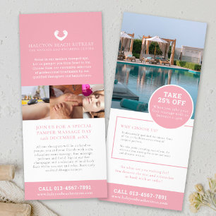 Tarjeta Publicitaria Promoción de bienestar de masaje de spa rosa