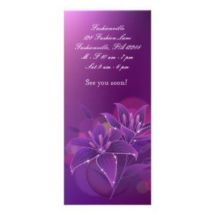 Tarjeta Publicitaria Púrpura floral de la venta al por menor de la moda