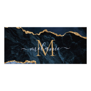 Tarjeta Publicitaria Purpurina de oro azul de la marina Su carta Nombre