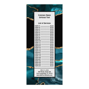 Tarjeta Publicitaria Purpurina dorado negro glamoroso de mármol azul