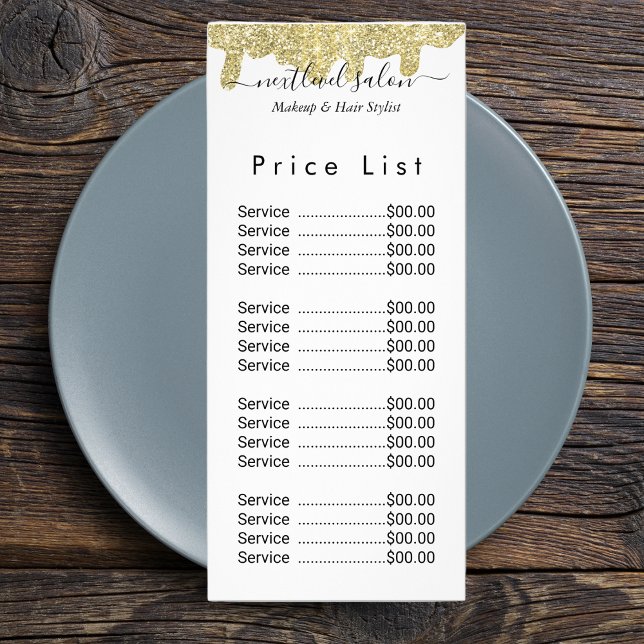 Tarjeta Publicitaria Purpurina Holográfico Firma moderna Glam Gold (Holographic Signature Modern Glam Gold Glitter Rack Card
)