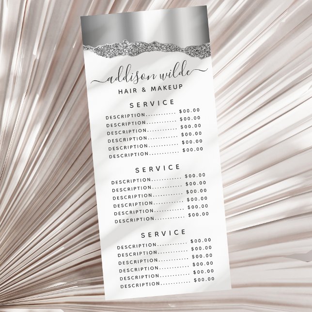 Tarjeta Publicitaria Purpurina Plata Diamonds Glam Service Price (Subido por el creador)