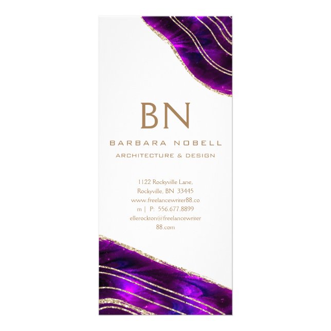 Tarjeta Publicitaria Purpurina púrpura del oro de los cristales (Frente)