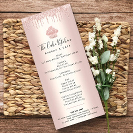 Tarjeta Publicitaria Purpurina Rosa Oro Panadería Pastel de pasteles Me