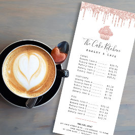 Tarjeta Publicitaria Purpurina Rosa Rosa Dorado Pastel Pastel Panadería