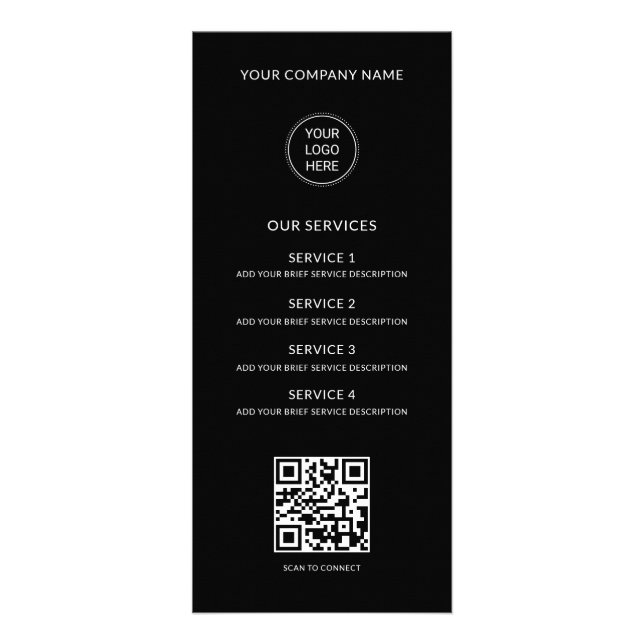 Tarjeta Publicitaria QR Code Business Logo Modern Professional Black (Frente)