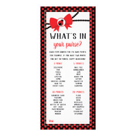 Tarjeta Publicitaria ¿Qué hay en tu bolso? Juego Baby Shower, paquete d