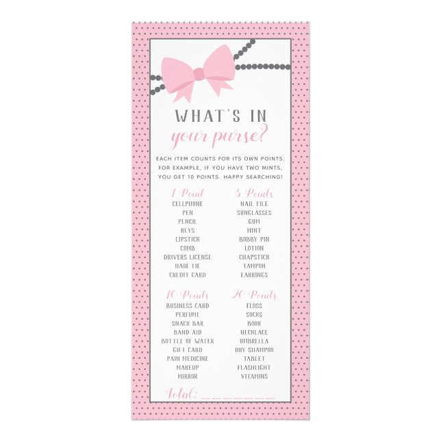 Tarjeta Publicitaria ¿Qué hay en tu juego de bolso, pequeña dama? (Frente)