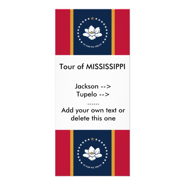 Tarjeta Publicitaria Rack Card with Flag of Mississippi State, USA (Frente)