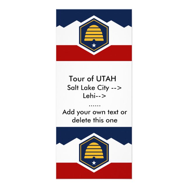 Tarjeta Publicitaria Rack Card with Flag of Utah, USA (Frente)