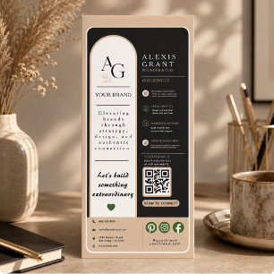 Tarjeta Publicitaria Recordatorio de cita con código QR de lujo beige n