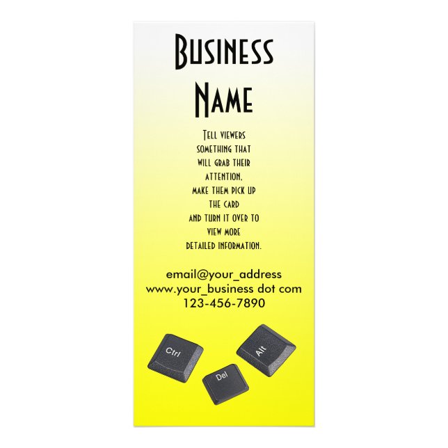 Tarjeta Publicitaria Reiniciar las teclas del equipo (Frente)