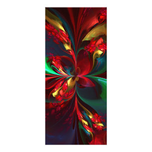 Tarjeta Publicitaria Resumen floral moderno Patrón verde rojo del arte