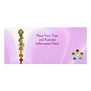 TARJETA PUBLICITARIA ROD DE ASCLEPIUS,7 CHAKRAS,YOGA ,ENERGÍA ESPIRITUA