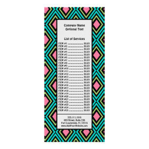 Tarjeta Publicitaria Rombo Geometríco Arcoíris Pastel Negro Rosa Azul