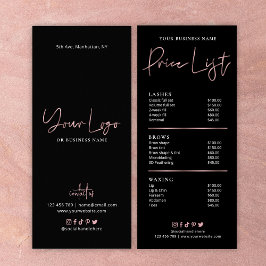 Tarjeta Publicitaria Rosa Gold Black Beauty Price List of Services