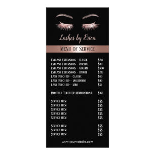 Tarjeta Publicitaria Rosa Oro Extensiones Eyelash Precio de Salón de Be