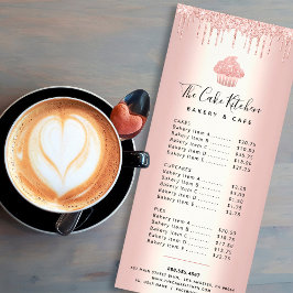 Tarjeta Publicitaria Rosa Purpurina Oro Pastel de pasteles Panadería Me