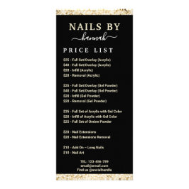 Tarjeta Publicitaria Rótulo de la lista de precios de venta de uñas en 