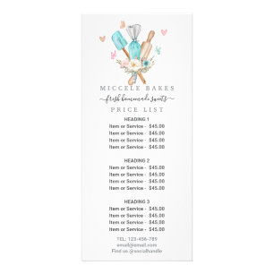 Tarjeta Publicitaria Rubor Pink Cake Mixer Floral Bakery Service Precio