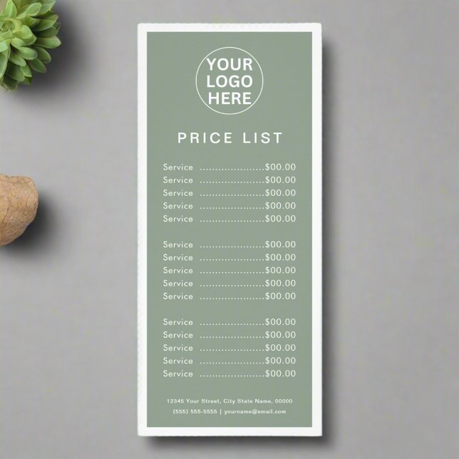 Tarjeta Publicitaria Sage Green Logo l Professional Price List Services (Subido por el creador)