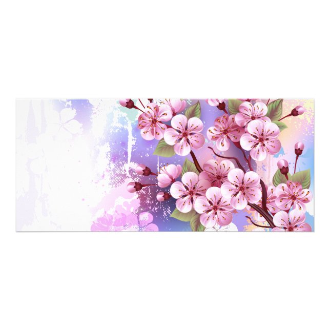 Tarjeta Publicitaria Sakura rosa sobre fondo de pintura (Frente)