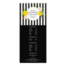 Tarjeta Publicitaria Salón De Belleza De Guirnalda Mínima Floral Negro