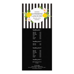 Tarjeta Publicitaria Salón De Belleza De Guirnalda Mínima Floral Negro 
