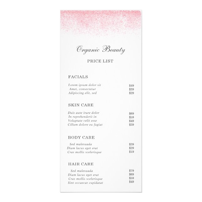 Tarjeta Publicitaria Salón de belleza de Purpurina rosa Lite (Frente)