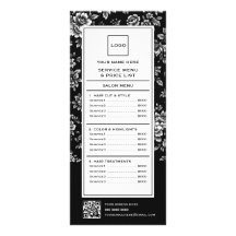Salón de Belleza Floral Negro y Blanco Elegante