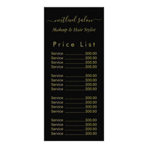 Tarjeta Publicitaria Salón de Belleza Golden and Black