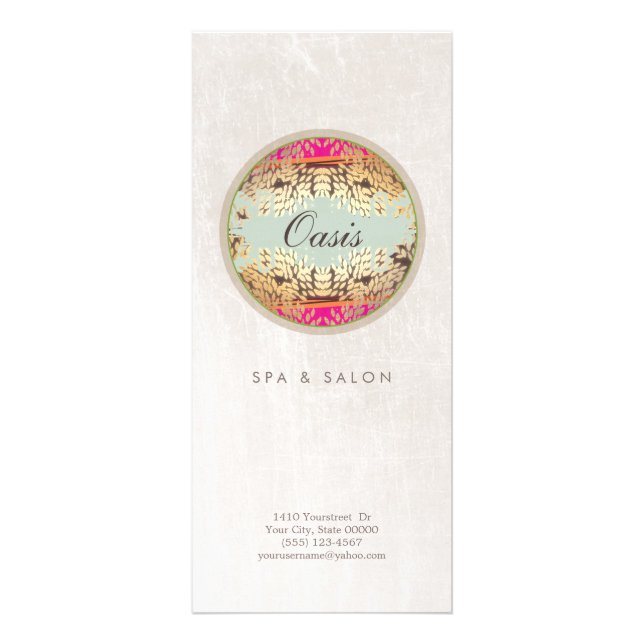 Tarjeta Publicitaria Salón de Cosmetología y Spa Elegante y Ornato (Frente)