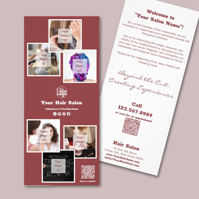 Tarjeta Publicitaria Salón de pelo de Topaz Smoky #ShopLocal (Smoky Topaz Hair Salon #ShopLocal Rack Card)