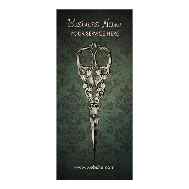 Tarjeta Publicitaria Salón del cabello elegante de la tijera de la tije (Frente)