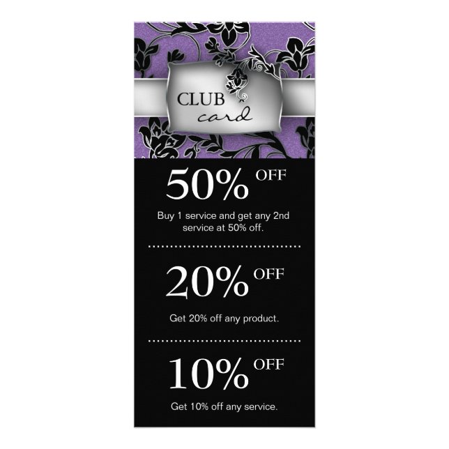 Tarjeta Publicitaria Salon Marketing Club Cards Floral Purple (Frente)