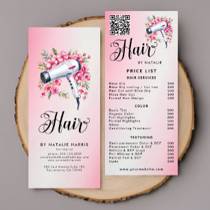 Tarjeta Publicitaria Secador de pelo floral de color acuático moderno