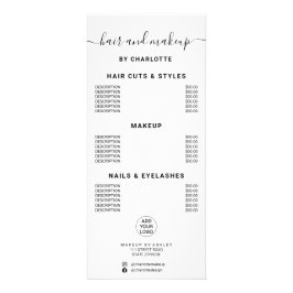 Tarjeta Publicitaria Sencillo salón de maquillaje de pelo blanco y negr