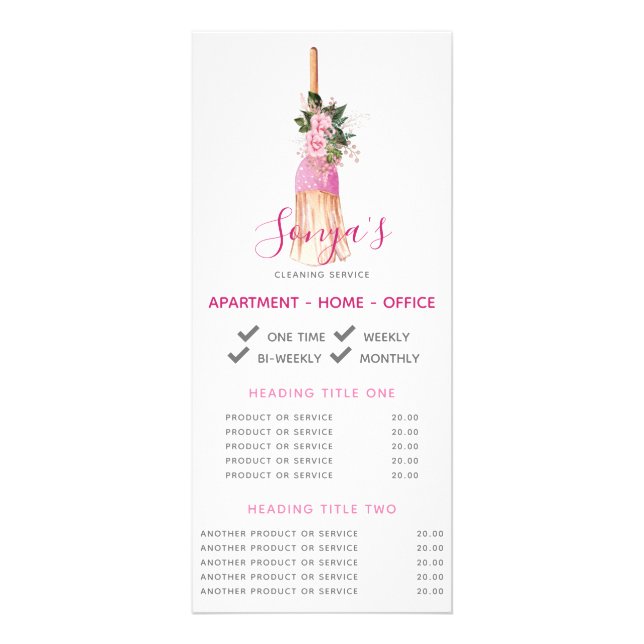 Tarjeta Publicitaria Servicio de limpieza Broom promocional comercial (Frente)