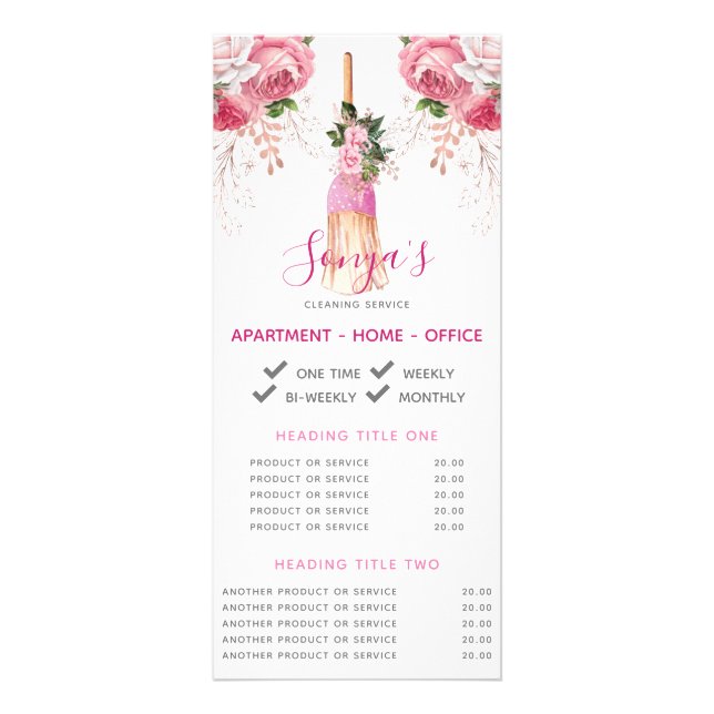 Tarjeta Publicitaria Servicio de limpieza Broom promocional comercial (Frente)