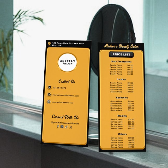 Tarjeta Publicitaria Servicios de Salón con Logo de Oro Negro Minimalis (Subido por el creador)