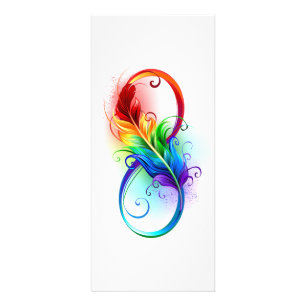 Tarjeta Publicitaria Símbolo infinito con pluma arco iris
