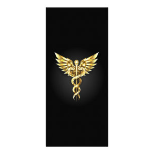 Tarjeta Publicitaria Símbolo poligonal de oro Caduceus