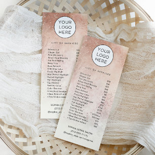 Tarjeta Publicitaria Simple Natural Auburn Earth Tones Salon Price List