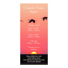 Tarjeta Publicitaria Sunset Birds Church Rack Card, Únase a los Servici