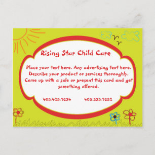 Tarjeta publicitaria Sunshine Child Care