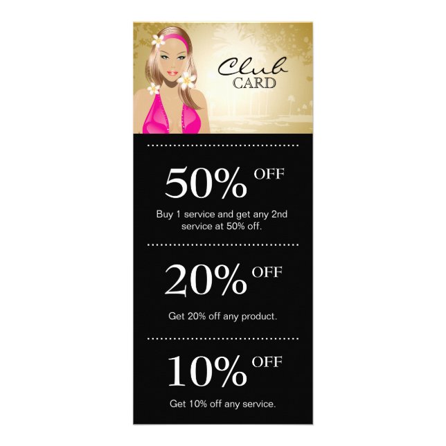 Tarjeta Publicitaria Tanning Salon Marketing Card Lealty Gold (Frente)