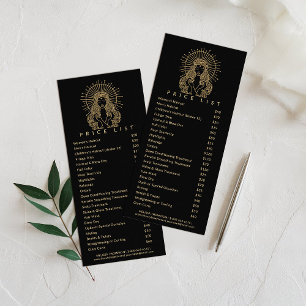Tarjeta Publicitaria Tarot Makeup Hair Nails Acaricia Salon Gold Black