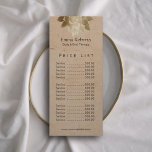 Tarjeta Publicitaria Terapia de Masaje de Vintage Lista de Precios Gold<br><div class="desc">Vintage Massage Therapy Gold Lotus Price List Cards.</div>