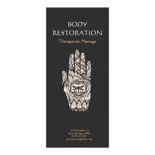Tarjeta Publicitaria Terapia de Masaje Henna Dragonfly Tattoo Hand 4