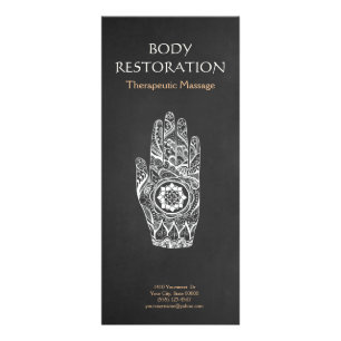 Tarjeta Publicitaria Terapia de Masaje Henna Lotus Tattoo Mano 4